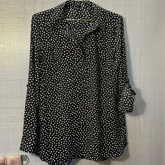 Ann Taylor Sheer pull-over Tunic button polka dot blouse size 8 - Picture 6 of 14